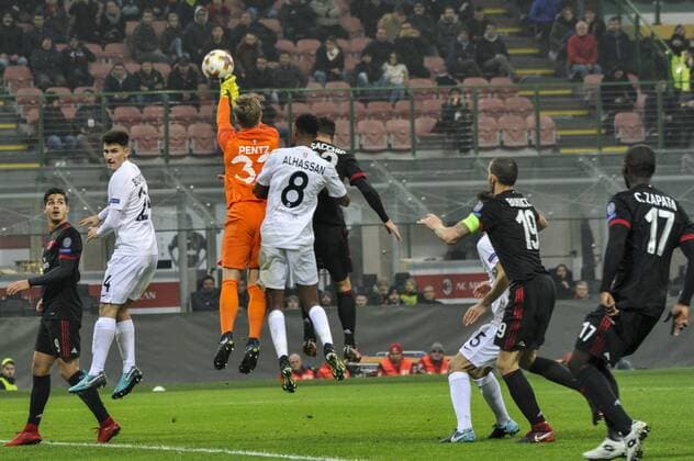 Italy: AC Milan vs FK Austria Wien Europa League Patrick Pentz of FK Austria Wien during uefa Europa League AC Milan vs FK Austria Wien at San Siro Stadium Milan Italy San Siro StADIUM  GaetanoxPiazzolla PacificxPress