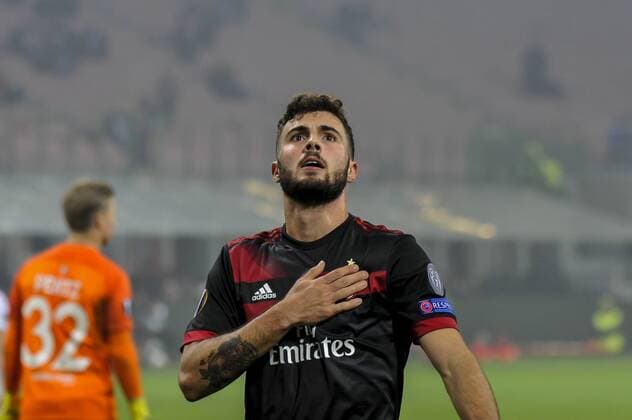 Italy: AC Milan vs FK Austria Wien Europa League Patrick Cutrone of AC Milan in action for the fifth goal during uefa Europa League AC Milan vs FK Austria Wien at San Siro Stadium Milan Italy San Siro StADIUM  GaetanoxPiazzolla PacificxPress