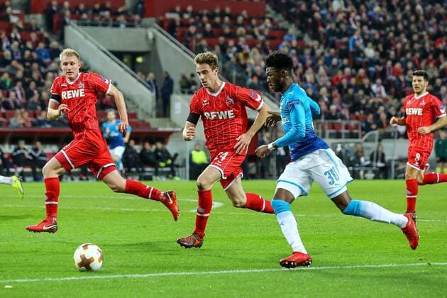 Frederik Soerensen FC Koeln 4 Lukas Kluenter FC Koeln 24 Ainsley Maitland Niles London 1 FC Koeln FC Arsenal London Koeln Copyright: xEIBNER BenjaminxHornx EP_BHN
