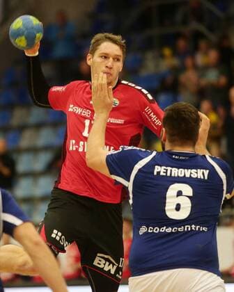 Bietigheim Handball 2 Bundesliga SG BBM Bietigheim vs Bergischer HC from above Gerdas Babarskas BBM Leos Petrovsky BERG