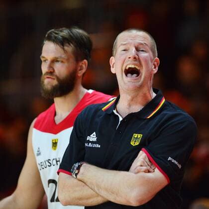 Henrik Roedl Head Coach Germany re and Danilo Barthel Germany li Germany vs Georgia Basketball Qualification World Cup 2019 24 11 2017 Chemnitz Copyright: xEibner-Pressefoto BertxHarzerx EP_BHR
