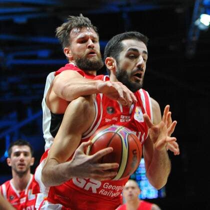 Mikhail Berishvili Georgia ahead and Danilo Barthel Germany back Germany vs Georgia Basketball Qualification World Cup 2019 24 11 2017 Chemnitz Copyright: xEibner-Pressefoto BertxHarzerx EP_BHR