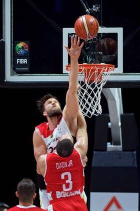 Basketball Chemnitz 24 11 2017 FIBA u200b u200bWorld Cup Qualifiers Europe WC Qualifiers Europe Germany GER Georgia GEO Danilo Barthel Germany No 22 blocks Michael DIXON JR Georgia No 03