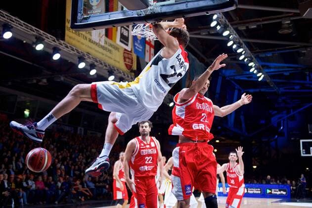 Basketball Chemnitz 24 11 2017 FIBA u200b u200bWorld Cup Qualifiers Europe WC Qualifiers Europe Germany GER Georgia GEO Danilo Barthel Germany No 22 Akaki DVALISHVILI Georgia No 21