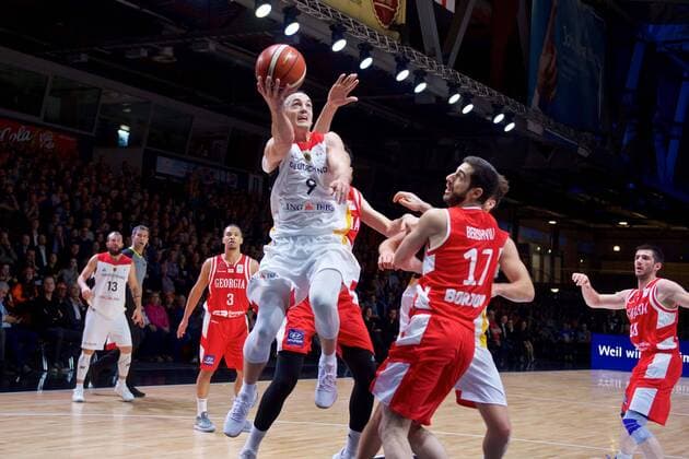 Basketball Chemnitz 24 11 2017 FIBA u200b u200bWorld Cup Qualifiers Europe WC Qualification Europe Germany GER Georgia GEO Karsten Tadda Germany No 09 Mikhail BERISHVILI Georgia No 17