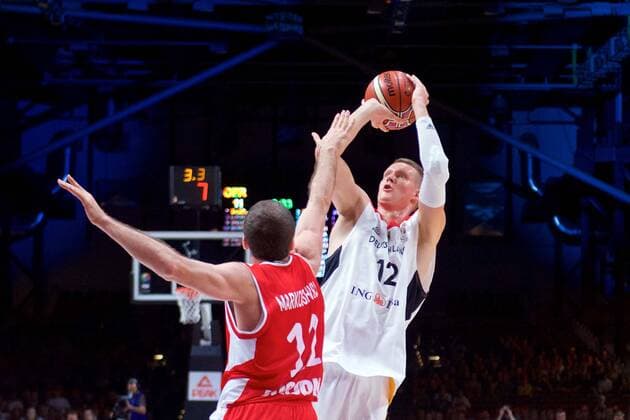 Basketball Chemnitz 24 11 2017 FIBA u200b u200bWorld Cup Qualifiers Europe WC Qualification Europe Germany GER Georgia GEO Robin Benzing Germany No 12 Manuchar MARKOISHVILI Georgia No 11