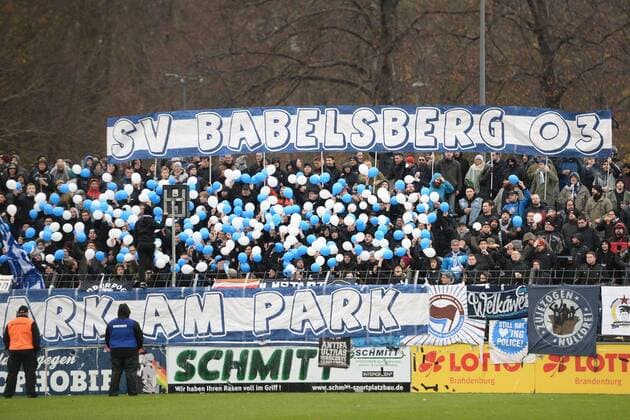 Soccer Men Regional League Northeast Season 2017 18 16 Round SV Babelsberg 03 BFC Dynamo Choreography of the SV Babelsberg 03 before the match 25 11 17 Copyright: xMichaelxHundtx xMatthiasxKochx