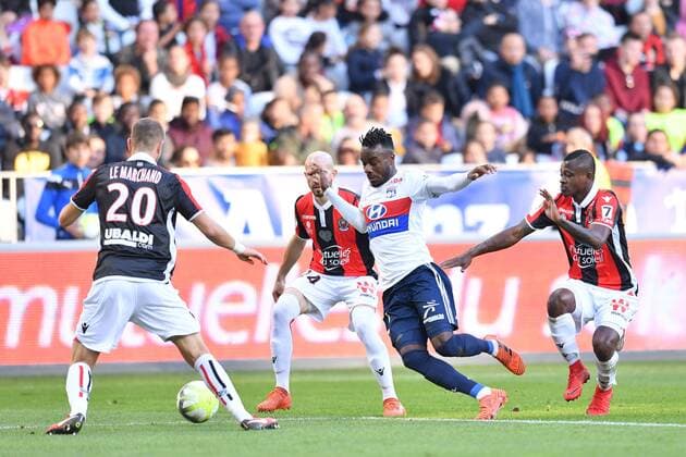 27 MAXWEL CORNET (ol) - 06 Jean Michael SERI (nice) FOOTBALL : Nice vs Lyon - Ligue 1 Conforama - 26 11 2017 FEP Panoramic 