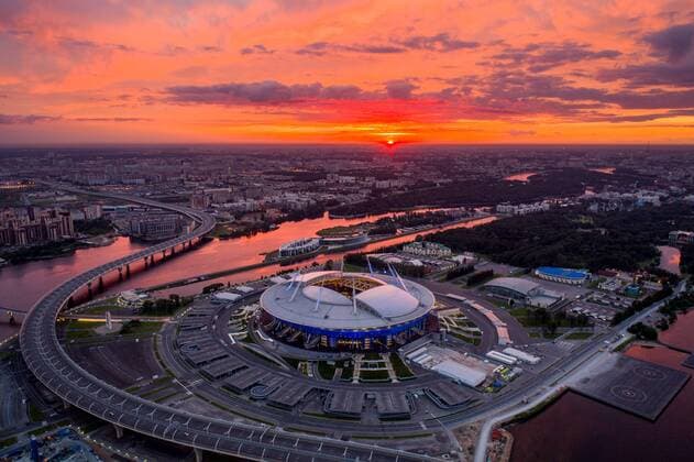 ST PETERSBURG, RUSSIA. Views of the Â«Saint Petersburg StadiumÂ» The Krestovsky Stadium is also called Zenit Arena Football, Stok  Copyright: xEugenexAsmolovx