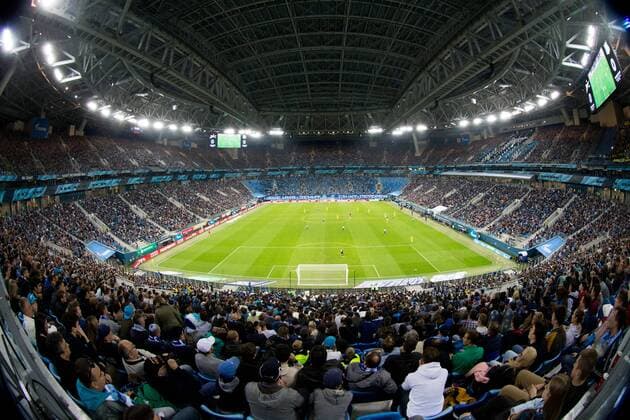 ST PETERSBURG, RUSSIA. Views of the Â«Saint Petersburg StadiumÂ» The Krestovsky Stadium is also called Zenit Arena Football, Stok  Copyright: xEugenexAsmolovx