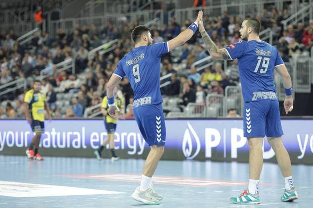 Zagreb, 29.11.2017. - Arena Zagreb hall, 2017 18 EHF Men s Champions League Group Phase. HC Prvo plinarsko drustvo (blue) - Rhein-Neckar Löwen (yellow) 30:26 Tin KONTREC (9) and Leon SUSNJA (19) 