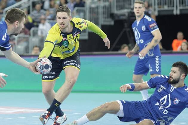 Zagreb, 29.11.2017. - Arena Zagreb hall, 2017 18 EHF Men s Champions League Group Phase. HC Prvo plinarsko drustvo (blue) - Rhein-Neckar Löwen (yellow) 30:26 PEKELER Hendrik (23) 
