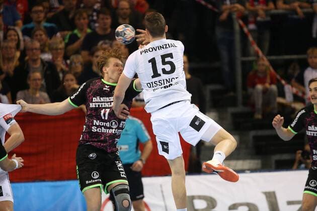 Christian Dissinger THW Kiel 15 Simon Jeppsson SG Flensburg Handewitt 17 Flensburg Schleswig Holstein Germany Flens Arena Copyright: xAgentur54Gradx xSpeedphotosx
