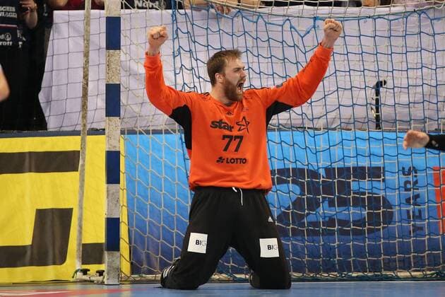 Cheers joy over held ball with Andreas Wolff THW Kiel 77 Flensburg Schleswig Holstein Germany Flens Arena Copyright: xAgentur54Gradx xSpeedphotosx