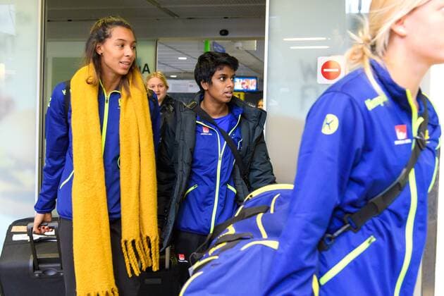 171130 Swedens Jamina Roberts and Loui Sand arrive in Germany on November 30, 2017 in Stuttgart  Copyright: CARLxSANDIN BB171130CS004