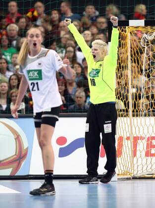Germany Cameroon Handball Women WC Leipzig 01 12 2017 Arena Leipzig World Cup 2017 Handball Women Preliminary Group D Germany GER vs Cameroon CMR Pictured Torfrau Clara Woltering 16 Germany cheers