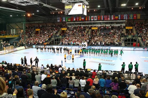 Germany Cameroon Handball Women WC Leipzig 01 12 2017 Arena Leipzig World Cup 2017 Handball Women Preliminary Group D Germany GER vs Cameroon CMR Image overview with breakdown of teams