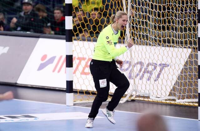 Germany Cameroon Handball Women WC Leipzig 01 12 2017 Arena Leipzig World Cup 2017 Handball Women Preliminary Group D Germany GER vs Cameroon CMR Pictured Torfrau Katja Kramarczyk 12 Germany rejoices