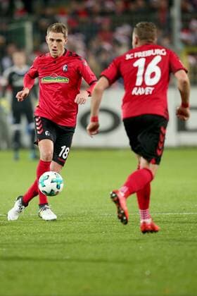 Nils Petersen SC Freiburg 18 Yoric Ravet SC Freiburg 16 SC Freiburg vs Hamburger SV 1 Bundesliga Soccer 01 12 2017 Freiburg Copyright: xLanger Eibner-Pressefotox EP_HLR