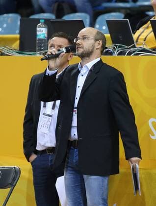 02 12 2017 Germany Bietigheim Handball Womens World Cup International Match Czech Republic vs Argentina Hall Speaker Michael Kloiber