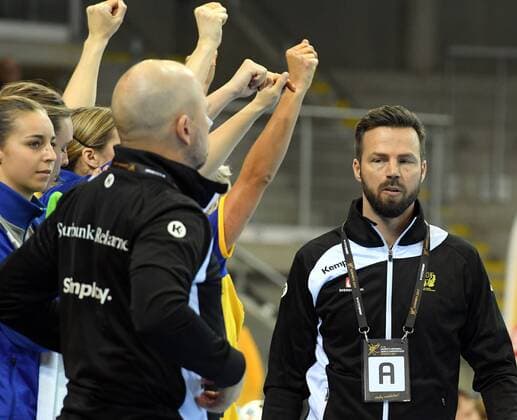 Sweden vs Poland Handball Women World Cup in Germany Season 2017 2018 Bietigheim Bissingen EgeTrans Arena 2 12 2017 Always calm coach SIGNELL Henrik Sweden