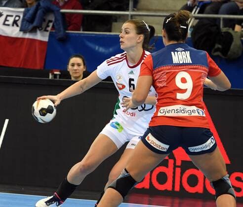 Norway vs Hungary Handball Women World Cup in Germany Season 2017 2018 Bietigheim Bissingen EgeTrans Arena 2 12 2017 SCHATZL Nadine Hungary MØRK Nora Norway