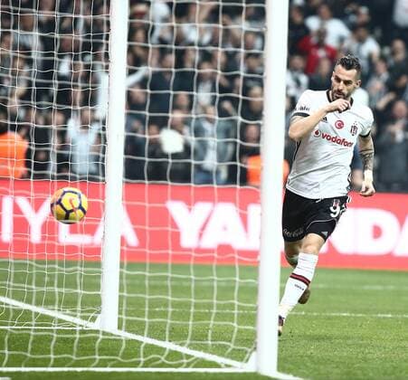 Alvaro Negredo of Besiktas during the Turkish Superlig match between Besiktas and Galatasaray at Vodafone Park in Istanbul , Turkey on December 02 , 2017. Final Scores : Besiktas 3 - Galatasaray 0 