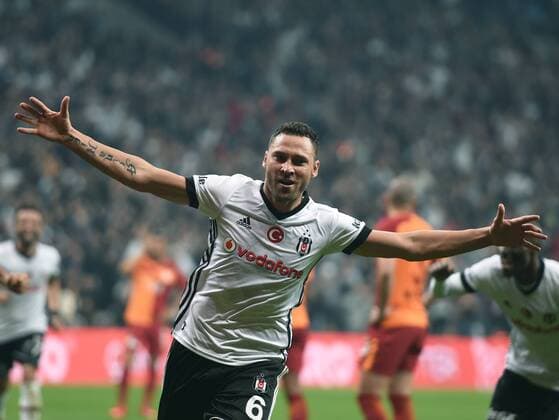 (171203) -- ISTANBUL, Dec. 3, 2017 -- Dusko Tosic of Besiktas celebrates scoring during the 2017-2018 Turkish Super League match between Besiktas and Galatasaray in Istanbul, Turkey, on Dec. 2, 2017. Besiktas won 3-0. ) (SP)TURKEY-ISTANBUL-SOCCER-TURKISH SUPER LEAGUE-BESIKTAS VS GALATASARAY HexCanling 