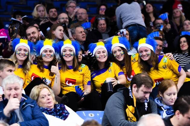 171203 Swedens supporters in the stadium before the match between Hungary and Sweden during the World Cups World Cup on December 3, 2017 in Bietigheim Bissingen  Copyright: CARLxSANDIN BB171203CS031