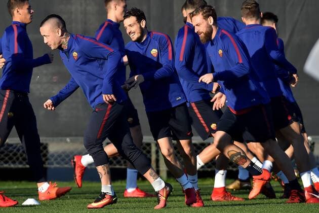 Radja Nainggolan, Alessandro Florenzi, Daniele De Rossi Roma 04-12-2017 Centro Sportivo Trigoria AS Roma Champions League training 2017 2018 Foto Andrea Staccioli Insidefoto andreaxstaccioli