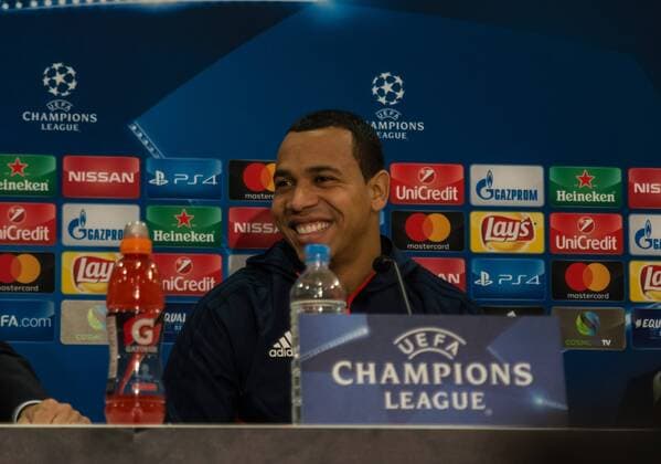 December 4, 2017 - Athens, Greece - Felipe Pardo player of Olympoiakos F.C, speaks during the Olympiakos FC press conference PK Pressekonferenz on the eve of the UEFA Champions League (Group D) match between Olympiakos FC and Juventus FC at Karaiskaki Stadium, on 4 December 2017 Olympiakos F.C. Press Conference  - ZUMAn230 20171204_zaa_n230_224 Copyright: xDimitrisxLampropoulosx