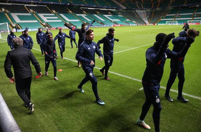 Illustration picture shows a training session of Belgian soccer team RSC Anderlecht, Monday 04 December 2017 in Glasgow, Scotland. Tomorrow Anderlecht is playing the sixth and last game in the group stage of the UEFA Champions League competition against Scottish Celtic Glasgow. VIRGINIExLEFOUR  x05213963x