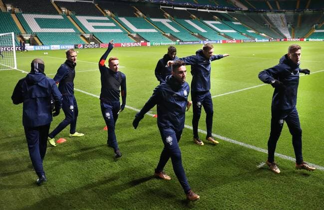 Illustration picture shows a training session of Belgian soccer team RSC Anderlecht, Monday 04 December 2017 in Glasgow, Scotland. Tomorrow Anderlecht is playing the sixth and last game in the group stage of the UEFA Champions League competition against Scottish Celtic Glasgow. VIRGINIExLEFOUR  x05213970x