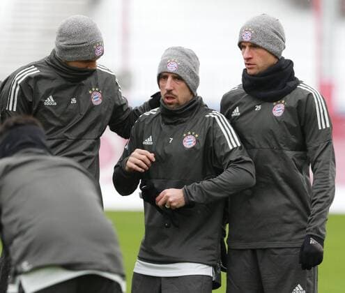 Franck Ribery with Müller and Co Soccer FC Bayern München 04 12 2017 Training before the CL game against Paris Saint Germain