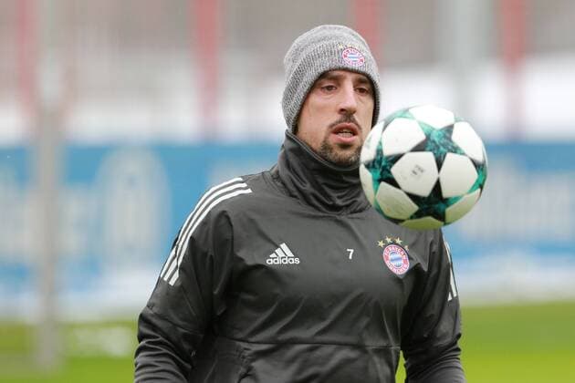 Franck Ribery on the ball Soccer FC Bayern München 04 12 2017 Training before the CL game against Paris Saint Germain