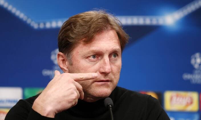 RB Leipzig PK Champions League Leipzig 05 12 2017 Red Bull Arena Football UEFA Champions League Group G 6 Gameday Press Conference on the eve of the match between RB Leipzig and Besiktas Istanbul Coach Ralph Hasenhüttl Hasenhuettl RB Leipzig