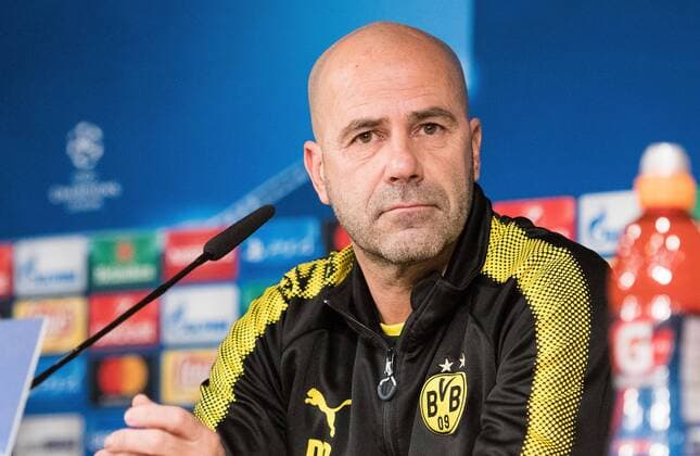 05 12 2017 xfux Football Champions League Borussia Dortmund Pre-Champions League press conference against Real Madrid emspor v l coach Peter Bosz Borussia Dortmund Madrid