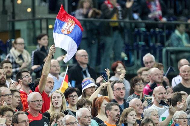 Germany Serbia Handball Women WC Leipzig 05 12 2017 Arena Leipzig World Cup 2017 Handball Women Preliminary Group D Germany GER vs Serbia SRB Pictured Serbian fans
