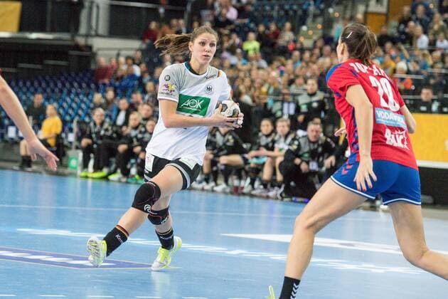 GER IHF World Cup 2017 Germany GER vs South Korea KOR 05 12 2017 Arena Leipzig GER IHF World Cup 2017 Germany GER vs South Korea KOR in picture Xenia Smits 11 Germany Marija Obradovic 23 Serbia nordphotoxDostmann nph00325