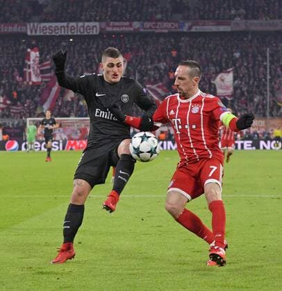 05 12 2017 Football UEFA Champions League 2017 2018 Group Stage 6 Gameday FC Bayern Munich Paris Saint Germain at Allianz Arena Munich vs Marco Verratti Paris v Franck Ribery FC Bayern Munich