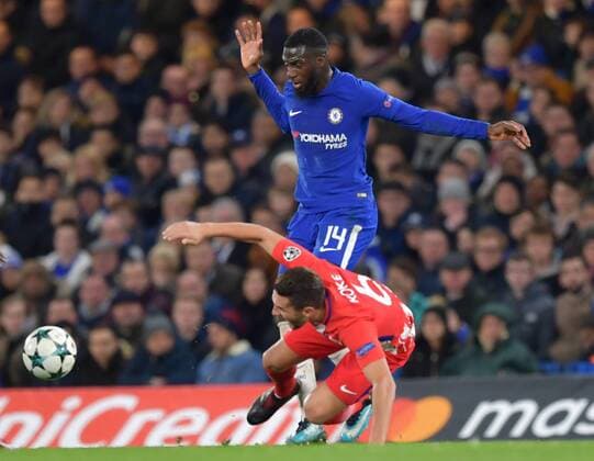 Chelsea v Atletico Madrid UEFA Champions League Tiemou? Bakayoko of Chelsea and Koke of Atletico Madrid during the UEFA Champions League match at Stamford Bridge, London Content Not Available For UK Newspapers Copyright: xSimonxDaelx FIL-11053-0020