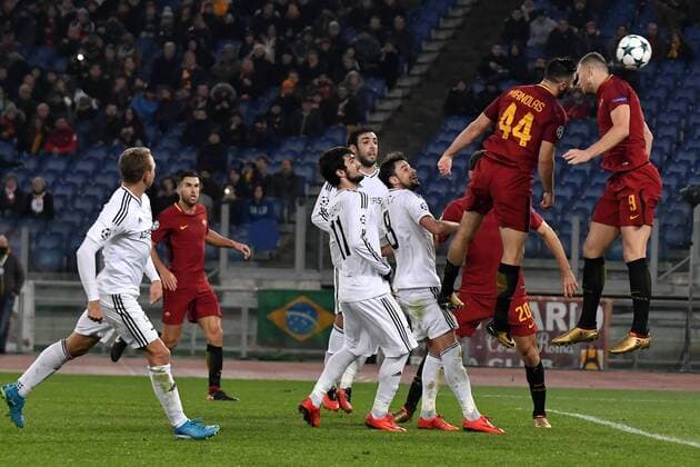 Kostas Manolas, Edin Dzeko Roma Roma 05-12-2017 Stadio Olimpico Uefa Champions League A 2017 2018 Group C AS Roma - Qarabag Foto Andrea Staccioli Insidefoto andreaxstaccioli