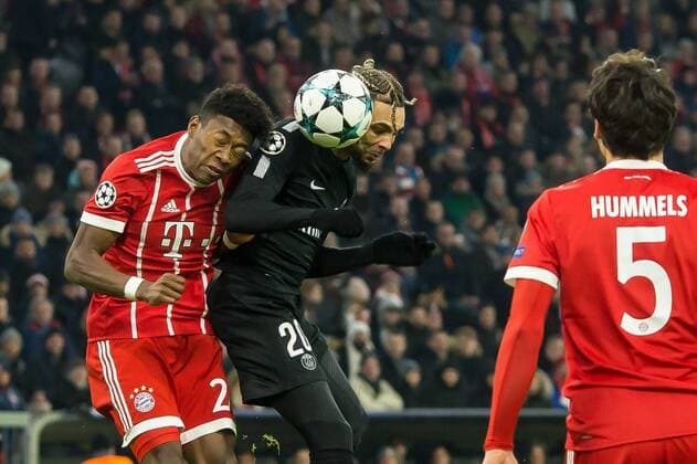 Munich Germany 05 12 2017 UEFA Champions League 2017 18 Season Group Stage Group B 6 Matchday FC Bayern Munich Paris Saint Germain David Alaba FCB and Layvin Kurzawa PSG in action DeFodi048