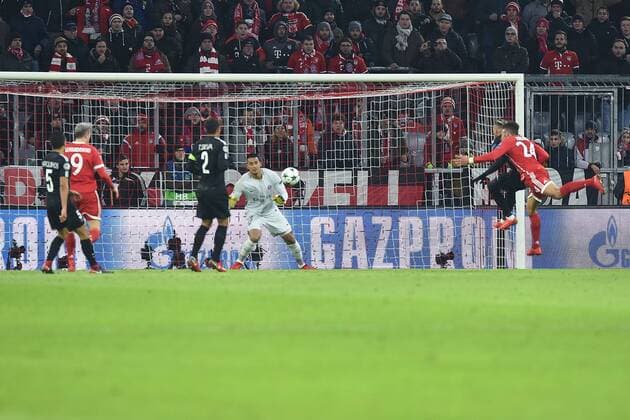 Soccer Champions League Group Stage 6 Gameday FC Bayern Munich Paris Saint Germain on 05 12 2017 at Allianz Arena in Munich Goal to 2 0 by Corentin Tolisso Munich xRx
