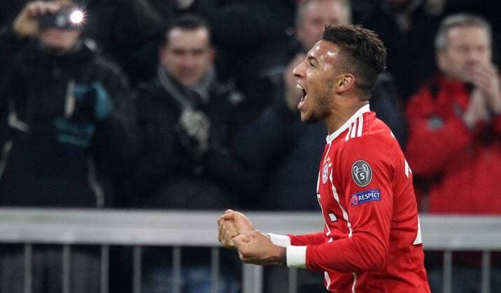 Soccer UEFA Champions League FC Bayern Muenchen Paris Saint Germain on 05 12 2017 in the Allianz Arena Group B Gameday 6 Season 2017 18 xmdx 3 1 Corentin TOLISSO 24 FC Bayern Muenchen goaljubel FC Bayern Muenchen Paris Saint Germain