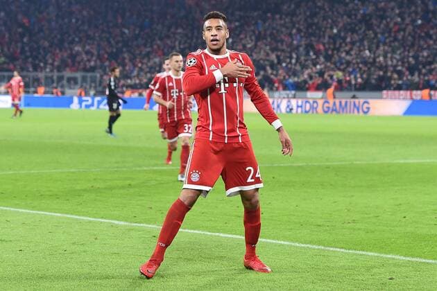 Soccer Champions League Group Stage 6 Gameday FC Bayern Munich Paris Saint Germain on 05 12 2017 at Allianz Arena in Munich Torjubel zum 3 1 by Corentin Tolisso Munich xRx