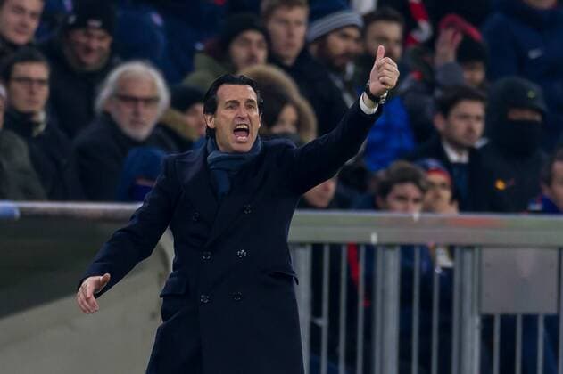 Munich Germany 05 12 2017 UEFA Champions League 2017 18 Season Group Stage Group B 6 Matchday FC Bayern Munich Paris Saint Germain Coach Unai Emery PSG gestures DeFodi048