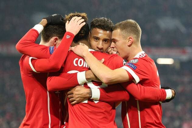 Torjubel by Corentin Tolisso 24 FC Bayern Muenchen to 3 1 Kingsley Coman 29 FC Bayern Munich Joshua Kimmich 32 FC Bayern Muenchen FC Bayern Muenchen vs Paris Saint Germain Soccer Preliminary Round Champions League 05 12 2017 Muenchen Bayern Germany Copyright: xkolbert-press ChristianxKolbertx