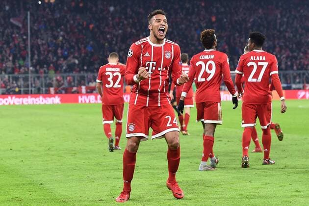 Soccer Champions League Group Stage 6 Gameday FC Bayern Munich Paris Saint Germain on 05 12 2017 at Allianz Arena in Munich Torjubel zum 3 1 by Corentin Tolisso Munich xRx