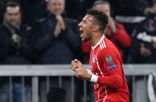 Soccer UEFA Champions League FC Bayern Muenchen Paris Saint Germain on 05 12 2017 in the Allianz Arena Group B Gameday 6 Season 2017 18 xmdx 3 1 Corentin TOLISSO 24 FC Bayern Muenchen goaljubel FC Bayern Muenchen Paris Saint Germain